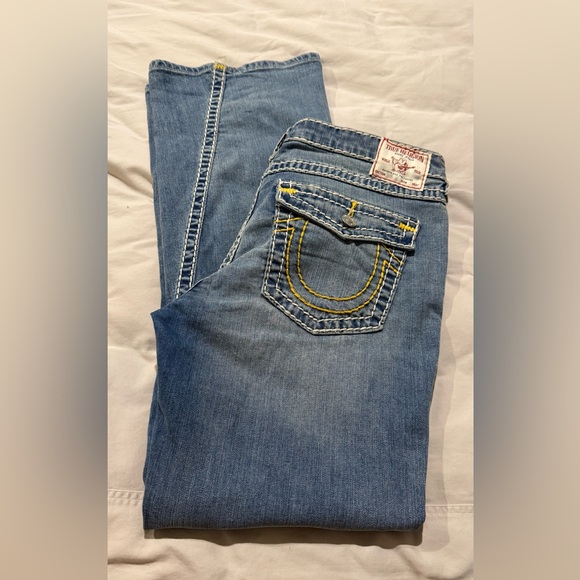 True Religion Denim - True Religion Women's Flare Jeans with White and Yellow Stitching
